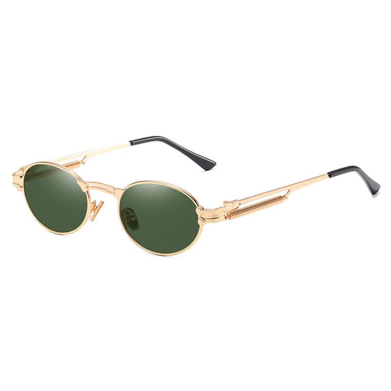 Slim Green Oval Sunglasses
