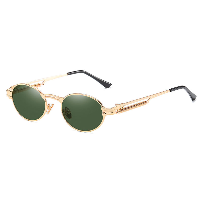 Slim Green Oval Sunglasses