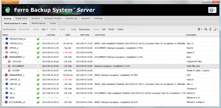 Ferro Backup System 6.3 with Performance Monitoring