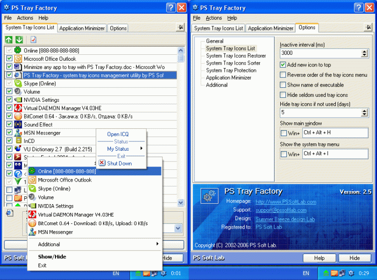 PS Tray Factory – innovative Tray Icons Management Software.
