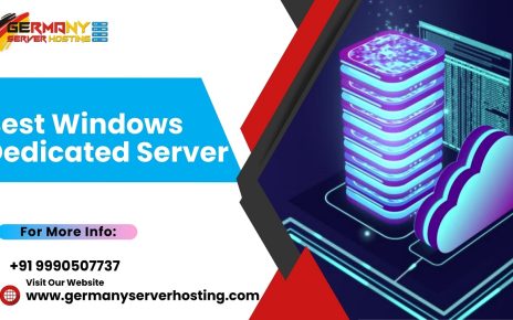 Illustration depicting the Best Windows Dedicated Server: A server icon embedded with the Windows logo, surrounded by symbols representing seamless integration, versatility, and reliability.